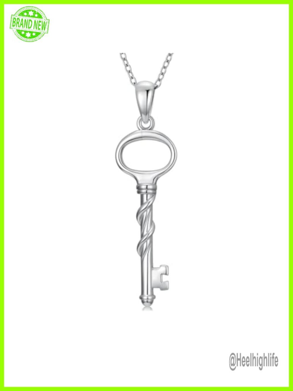 925 Sterling Silver Key Pendant Necklace Adjustable Chain Women's Jewelry